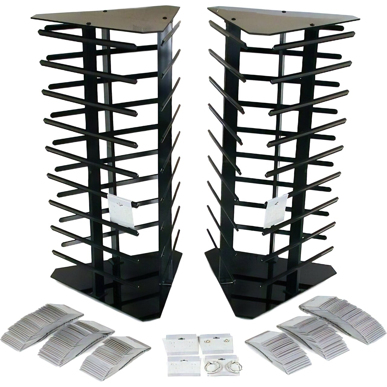 200 Gray Hanging Earring Cards Revolving Rotating Jewelry Display Stand